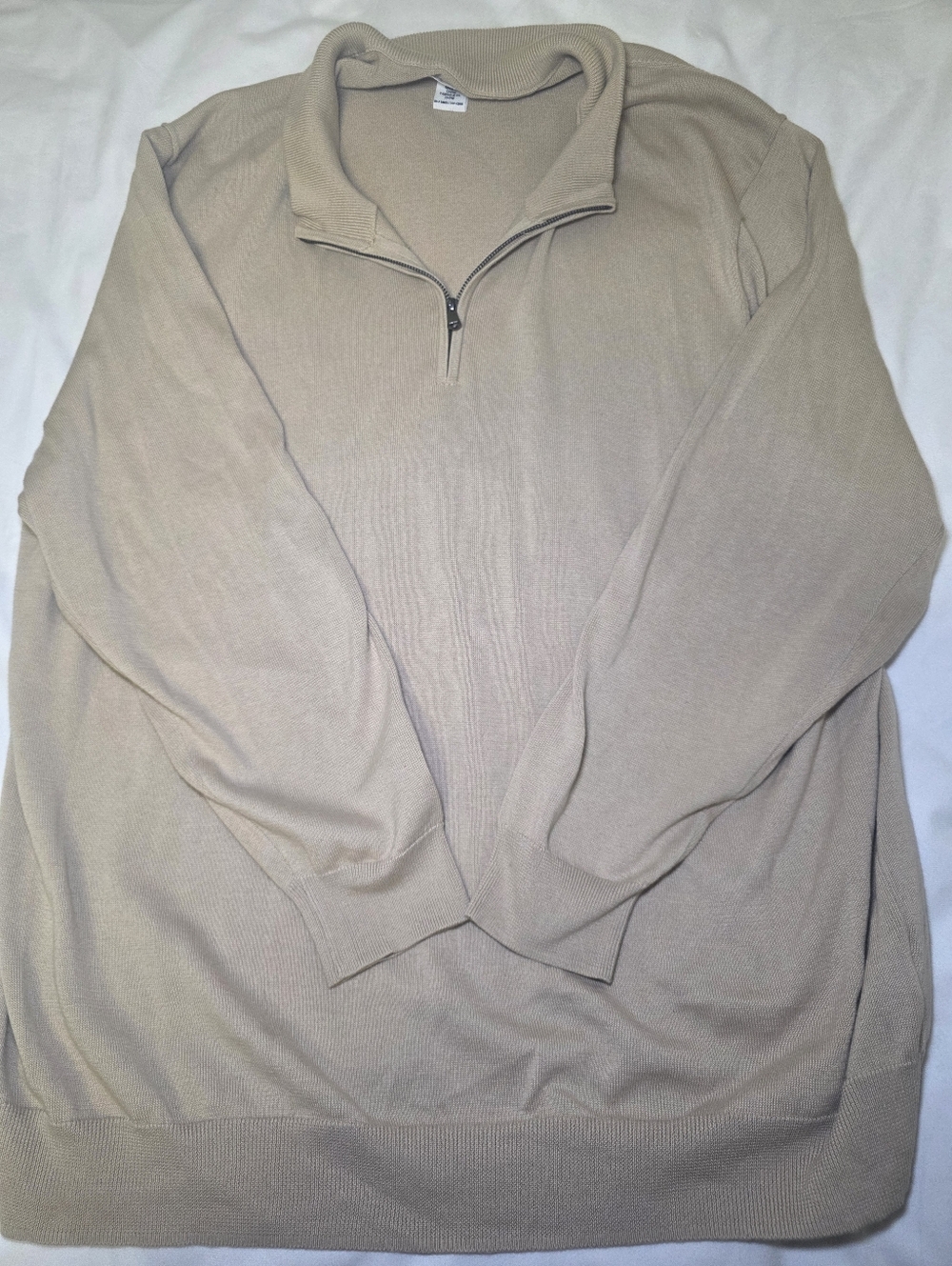 HB Harbor Bay Quarter Zip 100% Cotton Sweater- Men's Size 2XL Beige